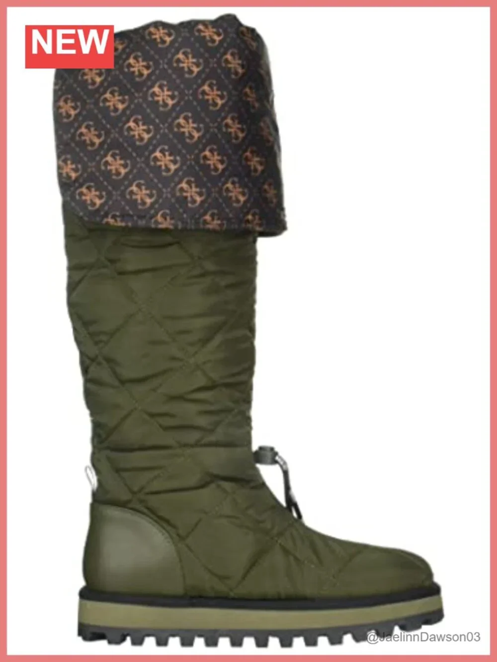 Quilted Nylon Over-the-Knee Boots Lug Sole Pull-On